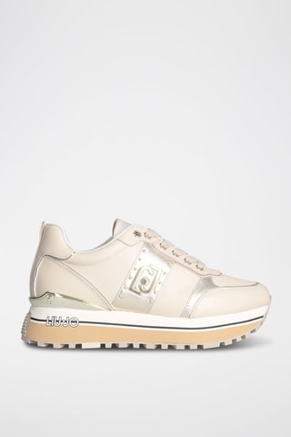 Baskets en cuir Maxi Wonder - Blanc, beige et doré