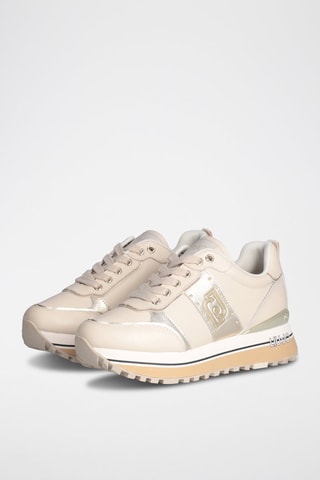 Baskets en cuir Maxi Wonder - Blanc, beige et doré