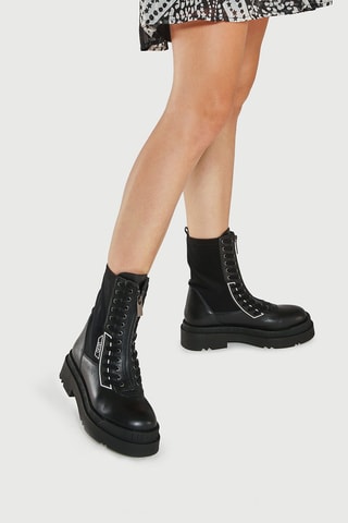 Bottines en cuir Love - Blanc et noir