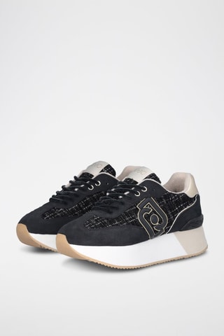 Sneakers plateformes en cuir Dreamy - Blanc, noir et beige