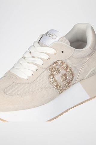 Baskets plateformes en nubuck - Blanc et doré