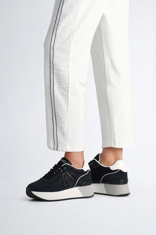 Sneakers plateformes en cuir Dreamy - Blanc, noir et gris