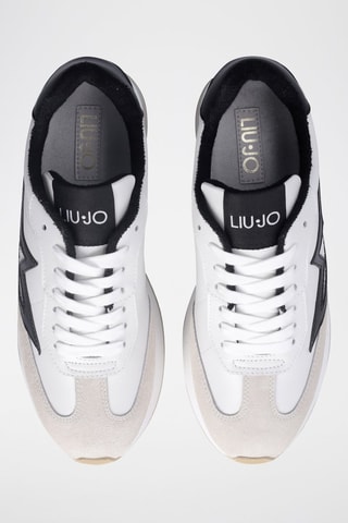 Baskets plateformes en cuir Dreamy - Blanc, noir et beige