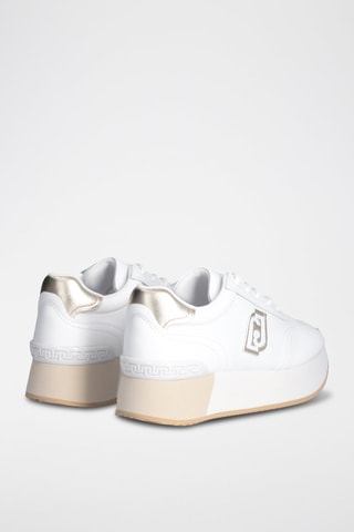 Baskets plateformes en cuir Dreamy - Blanc, beige et doré