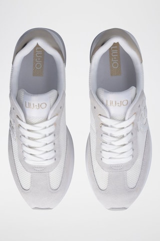 Baskets plateformes en cuir - Blanc, doré et gris