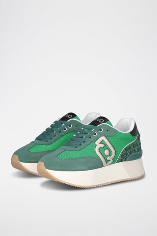 Baskets plateformes en cuir Dreamy - Blanc, beige et vert