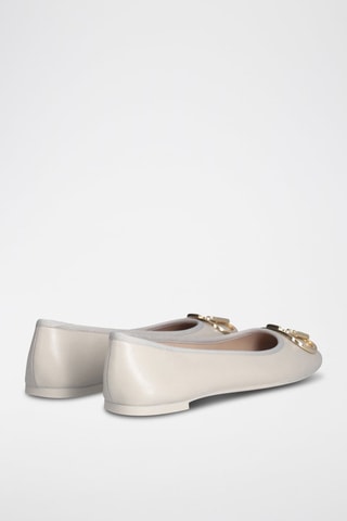 Ballerines en laine d'agneau Dafne - Beige et doré