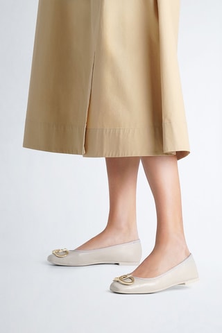 Ballerines en laine d'agneau Dafne - Beige et doré