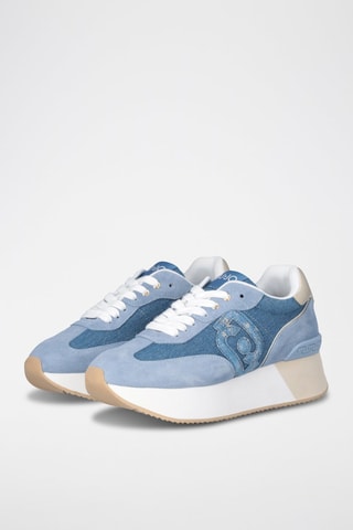 Baskets plateformes en nubuck Dreamy - Blanc, bleu et argenté