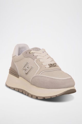 Baskets plateformes en cuir Amazing - Blanc et beige