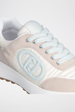 Baskets en nubuck Lolo - Blanc, beige et bleu