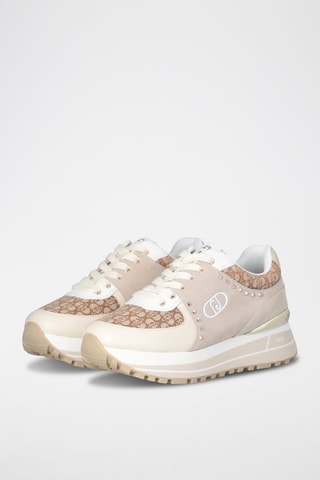 Baskets plateformes en cuir Maxi Wonder - Blanc, marron et doré