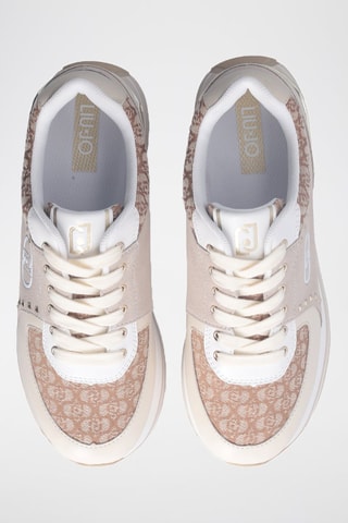 Baskets plateformes en cuir Maxi Wonder - Blanc, marron et doré