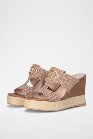 Sandales compensées - Marron et gris