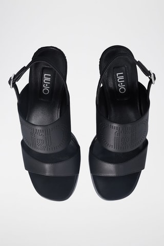 Sandales compensées en cuir Karen - Noir