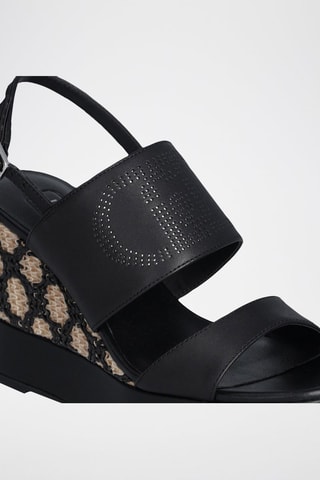 Sandales compensées en cuir Karen - Noir