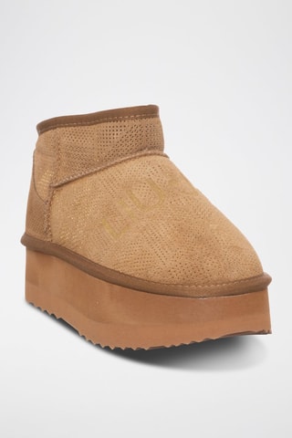 Bottines fourrées en cuir - Beige