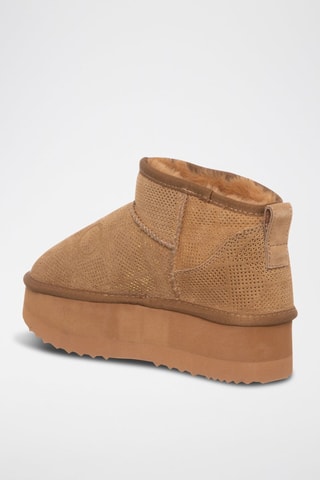 Bottines fourrées en cuir - Beige