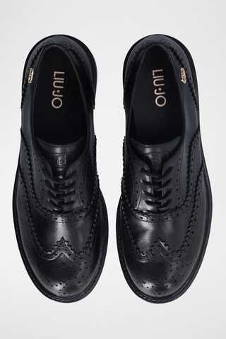 Richelieus en cuir Elisa - Doré et noir