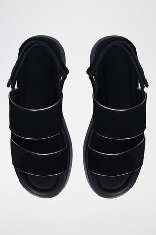 Sandales en nubuck Amber - Noir et doré