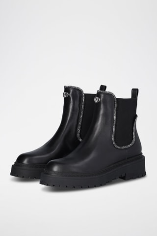 Bottines Chelsea en cuir de taureau Rumi - Noir