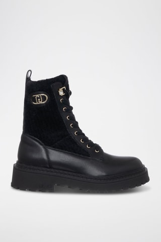 Bottines fourrées en cuir - Noir