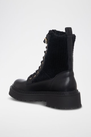 Bottines fourrées en cuir - Noir
