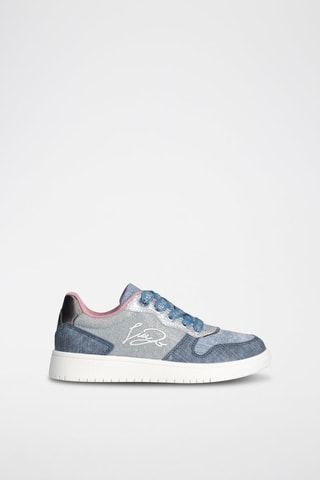 Sneakers montantes Celia - Blanc, bleu et rose