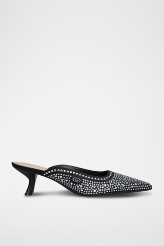 Mules à talons Gemy - Blanc, argenté et noir