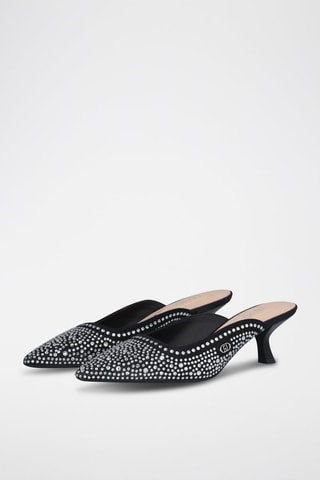 Mules à talons Gemy - Blanc, argenté et noir