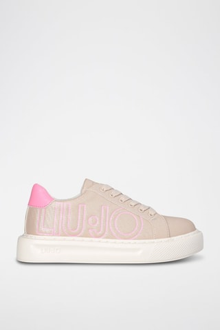 Baskets plateformes - Blanc, beige et rose