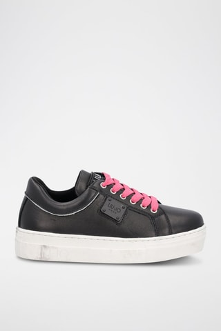 Sneakers en cuir de taureau Alicia - Noir et rose