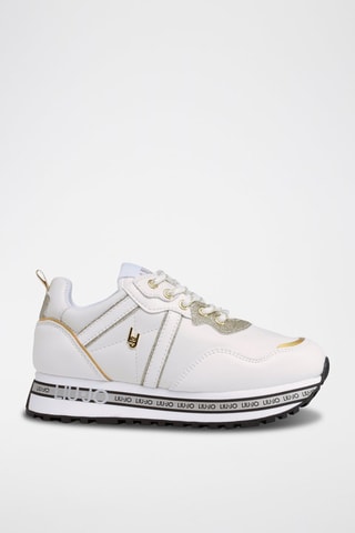 Sneakers plateformes en cuir de taureau Wonder - Blanc et doré