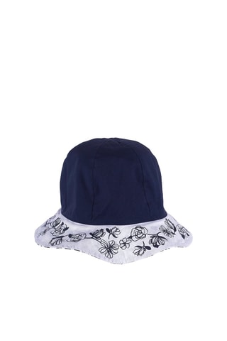 Dubbelzijdig bobhoedje - Wit en Marineblauw