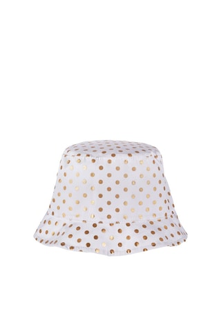 Dubbelzijdig bobhoedje - Wit en Goudkleurig