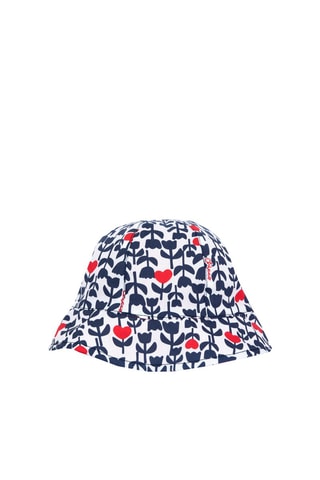 Dubbelzijdig bobhoedje - Rood en Marineblauw