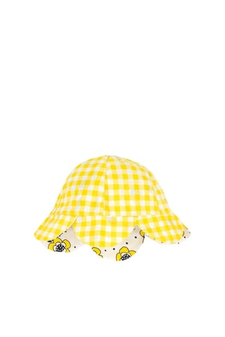 Dubbelzijdig bobhoedje - Wit en Geel