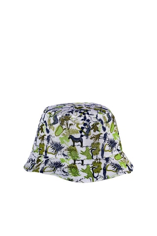 Dubbelzijdig bobhoedje - Wit en Kaki