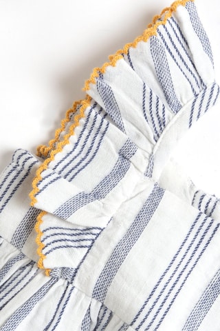 Linnen Jurk - Wit en Donkerblauw