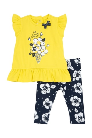 T-shirt en Legging - Wit en Marineblauw