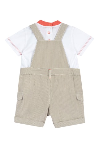 T-shirt en Velours Tuinbroek - Wit en Beige