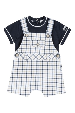 T-shirt en Tuinbroek - Wit en Donkerblauw