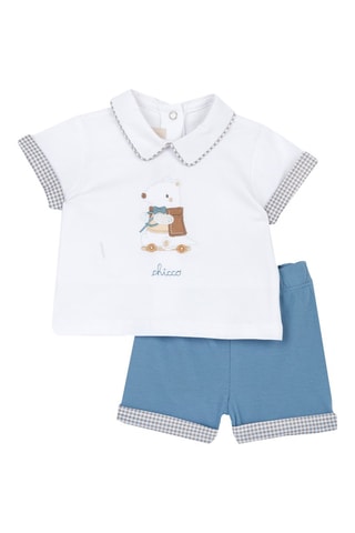 T-shirt en Short - Wit en Lichtblauw