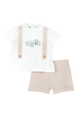 T-shirt en Short - Wit en Taupe