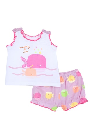 Hemd en Short Wit en Roze