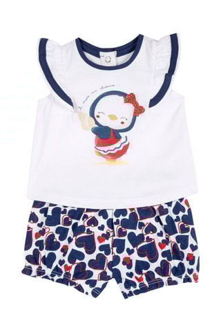 T-shirt en Short Wit en Marineblauw