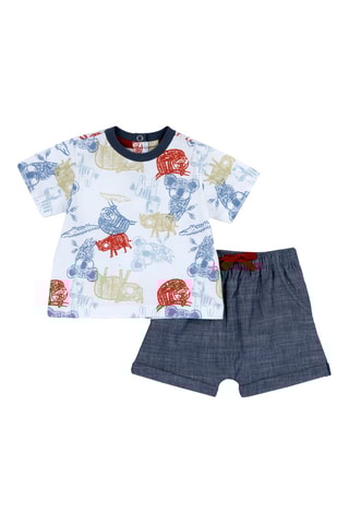 T-shirt en Short Wit en Marineblauw