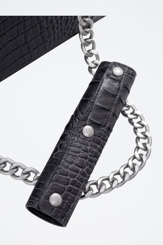 Borsa a spalla in pelle di vitello - Antracite - IKKS