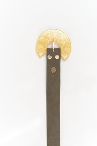 Cintura in pelle scamosciata di vitello - Kaki  - One Step