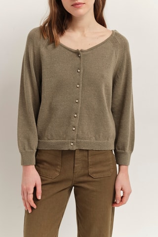 Cardigan in lino - Kaki - One Step